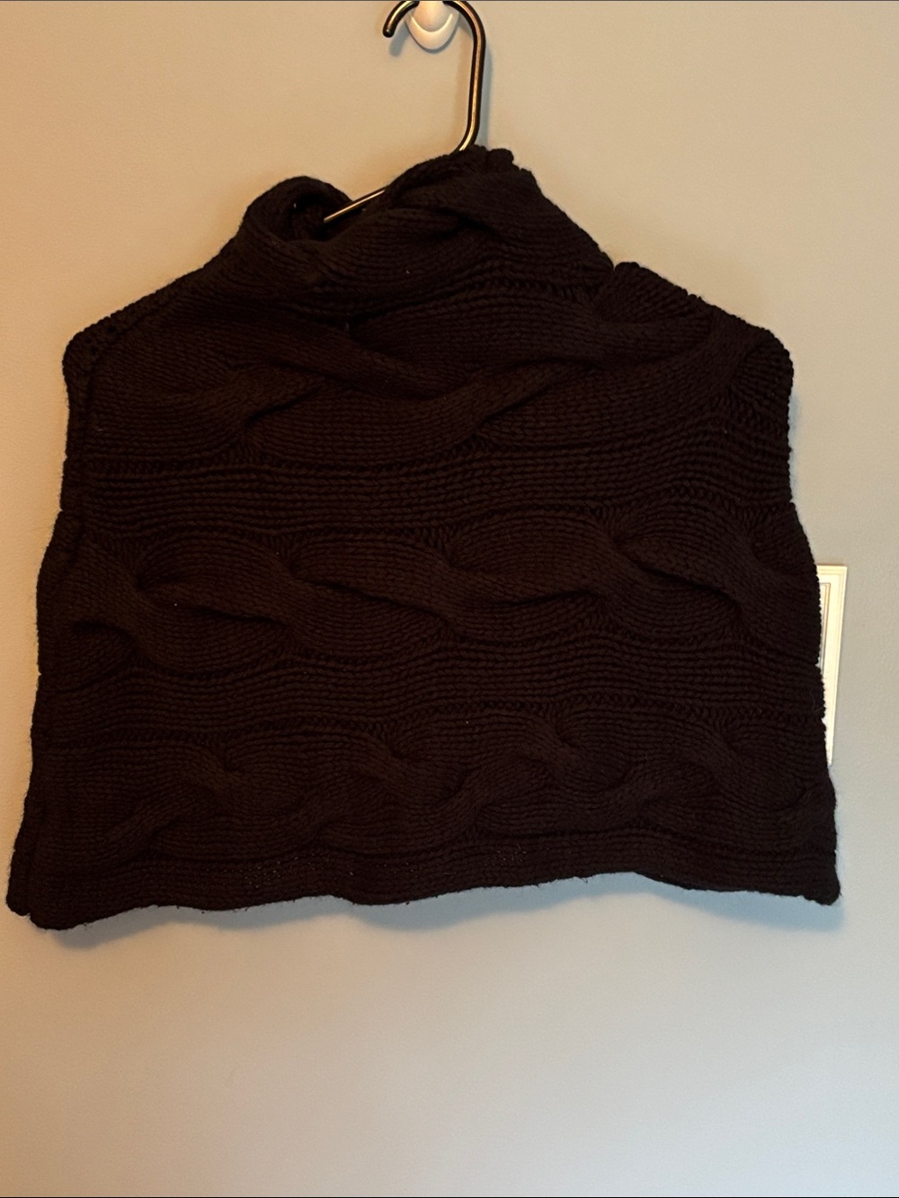 INC International Concepts Black Cable-Knit Turtleneck Shoulder Shrug